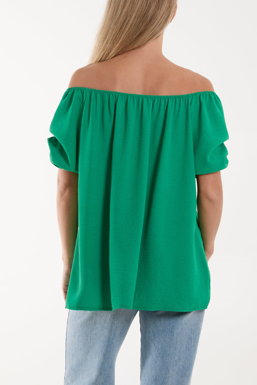 Puff Sleeve Smock Bardot Top