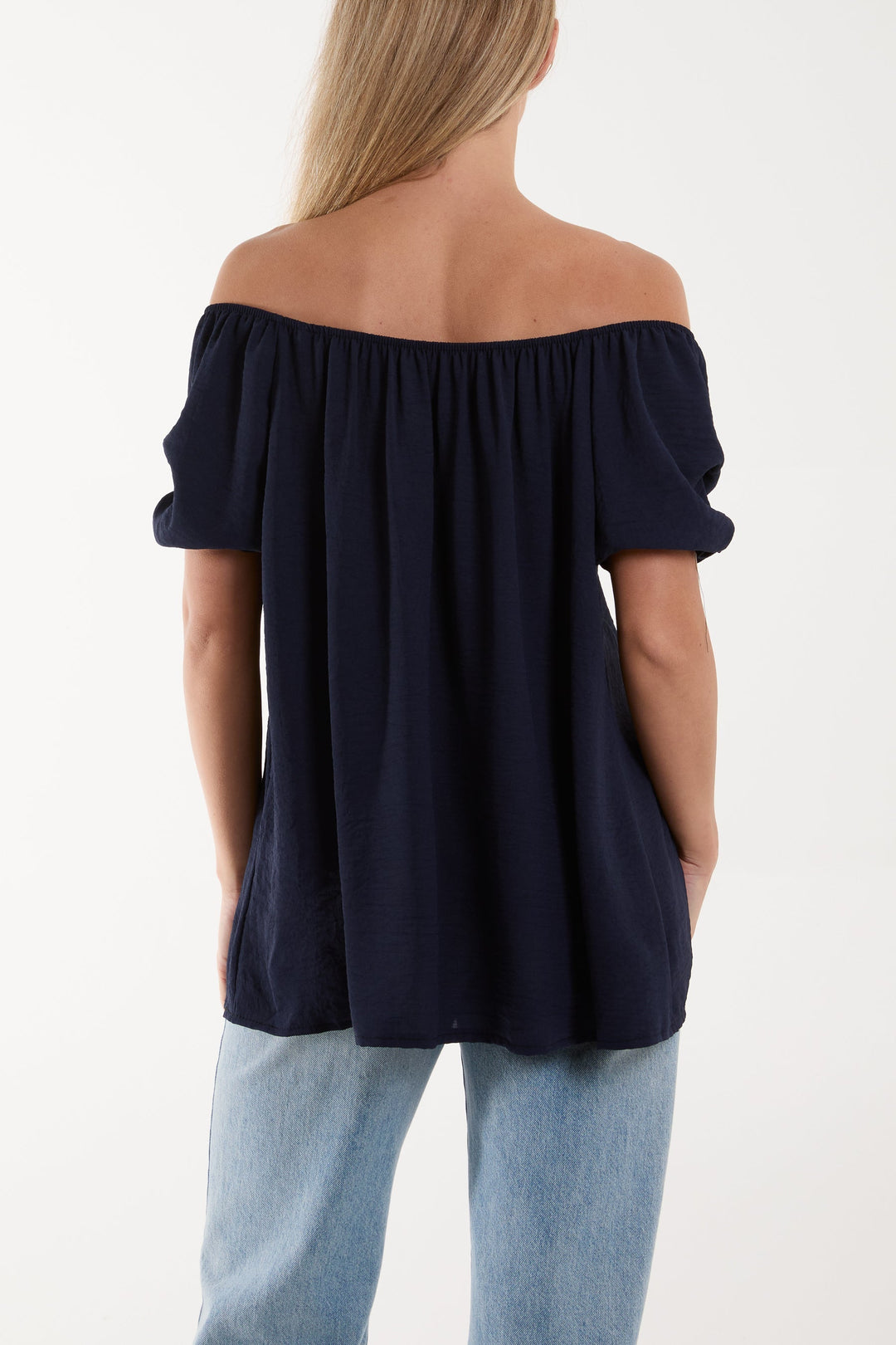 Puff Sleeve Smock Bardot Top