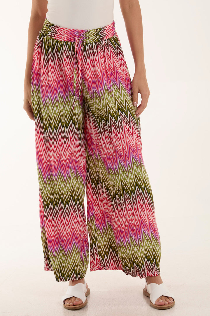 Zigzag Crushed Wide Leg Trousers