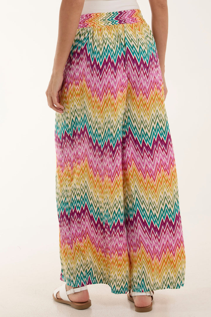 Zigzag Crushed Wide Leg Trousers