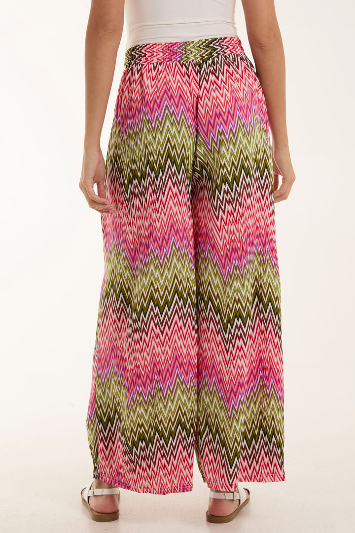 Zigzag Crushed Wide Leg Trousers