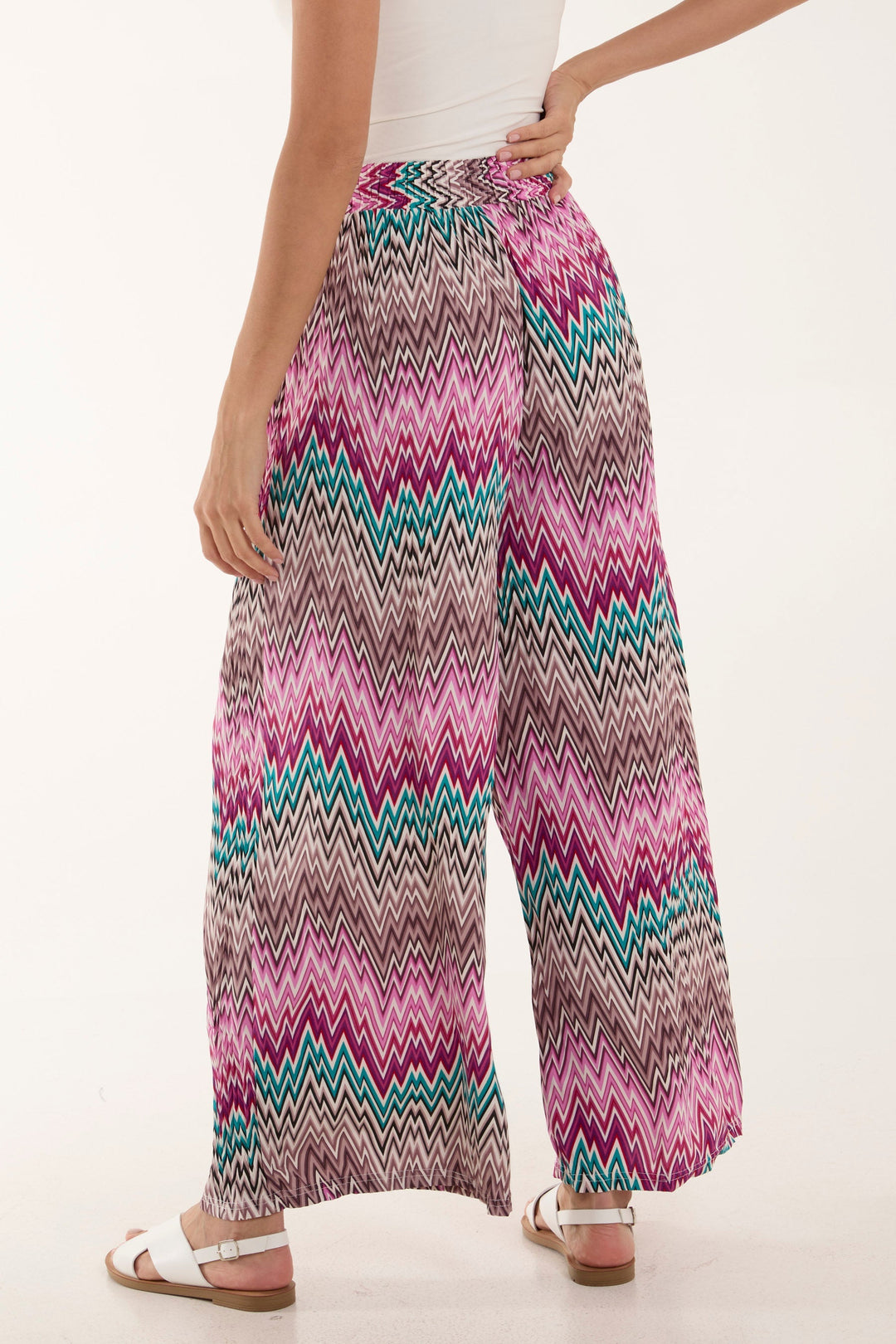 Zigzag Crushed Wide Leg Trousers