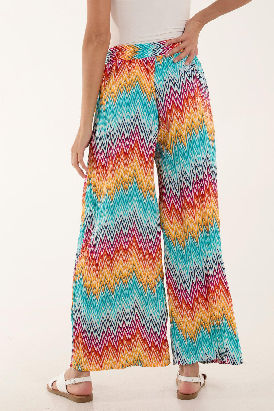 Zigzag Crushed Wide Leg Trousers