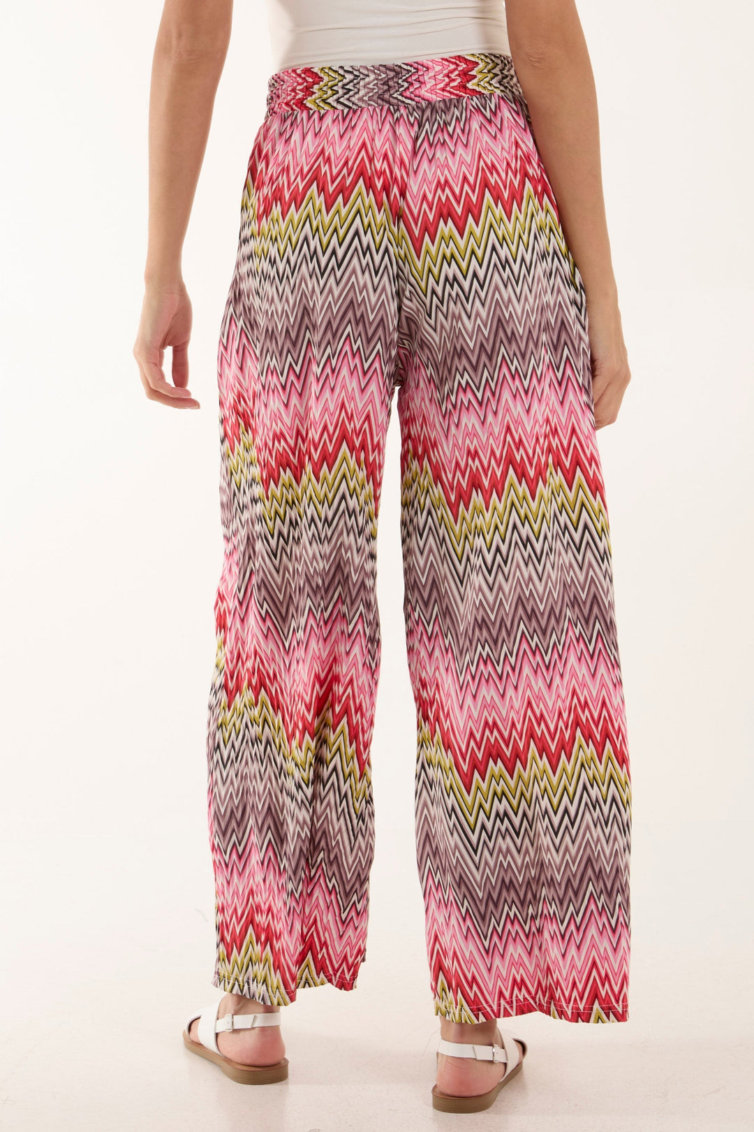 Zigzag Crushed Wide Leg Trousers