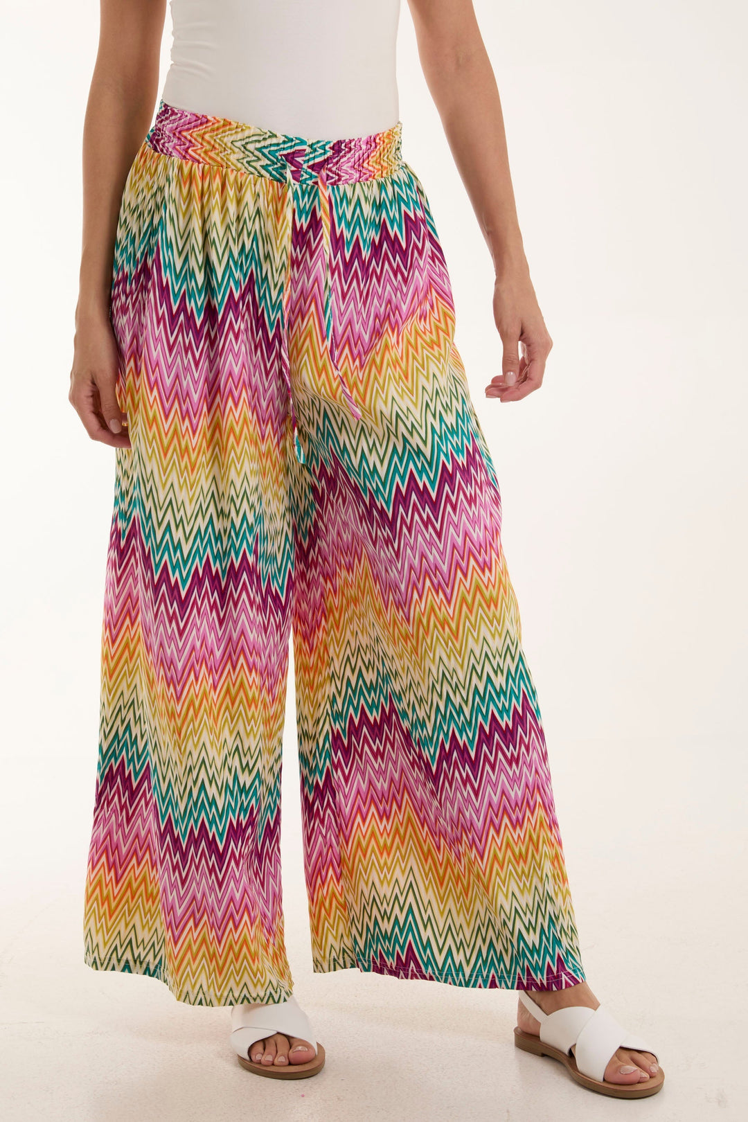 Zigzag Crushed Wide Leg Trousers