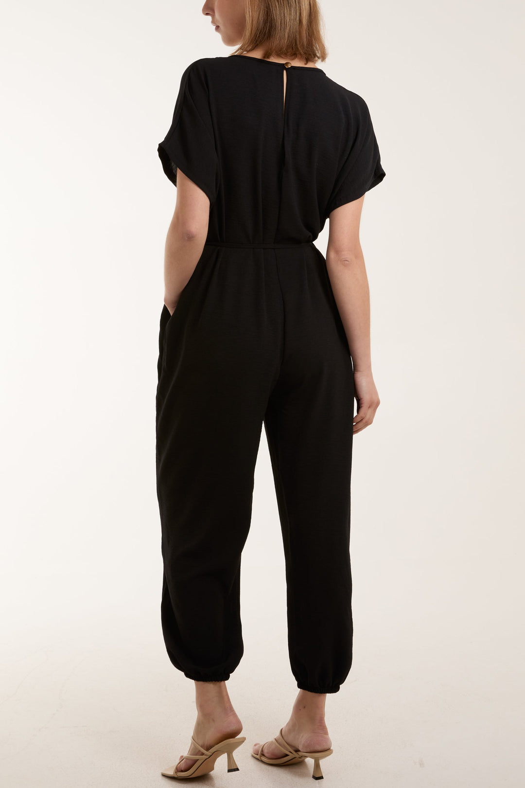 V-Neck Tied Waist Long Jumpsuit