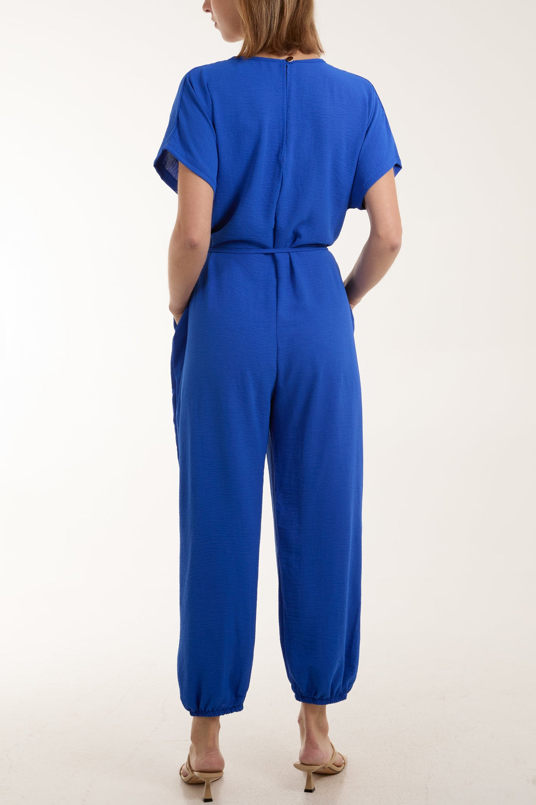 V-Neck Tied Waist Long Jumpsuit