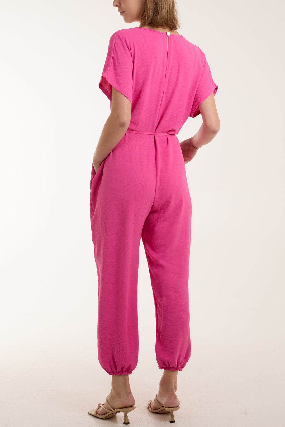 V-Neck Tied Waist Long Jumpsuit