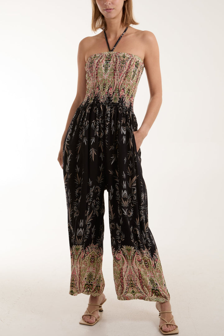 Floral Shirred Bandeau Jumpsuit