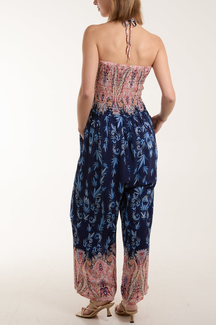 Floral Shirred Bandeau Jumpsuit