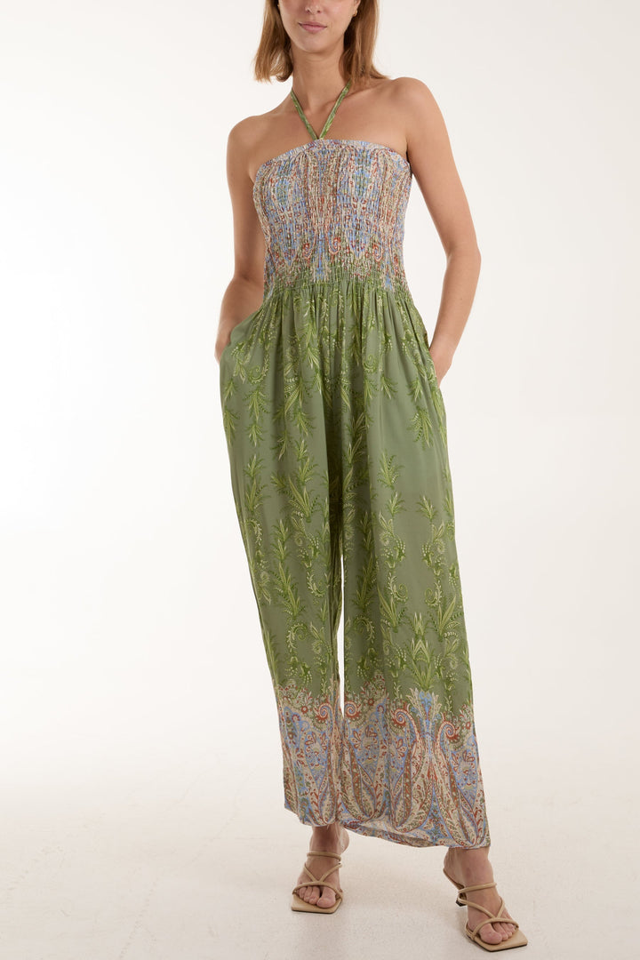 Floral Shirred Bandeau Jumpsuit