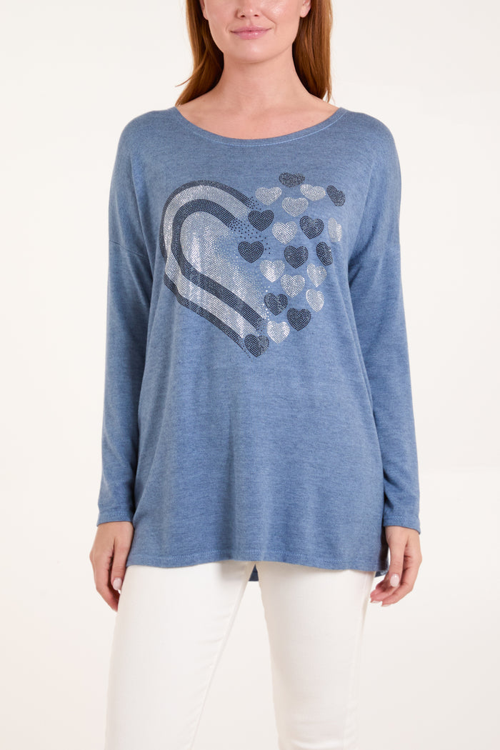 Diamante Hearts Soft Touch Jumper