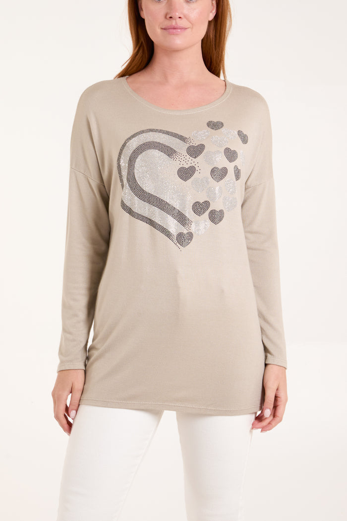 Diamante Hearts Soft Touch Jumper