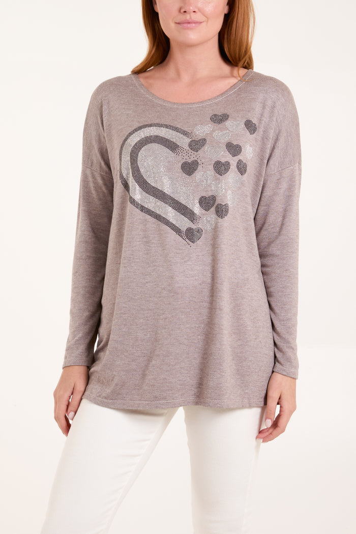 Diamante Hearts Soft Touch Jumper