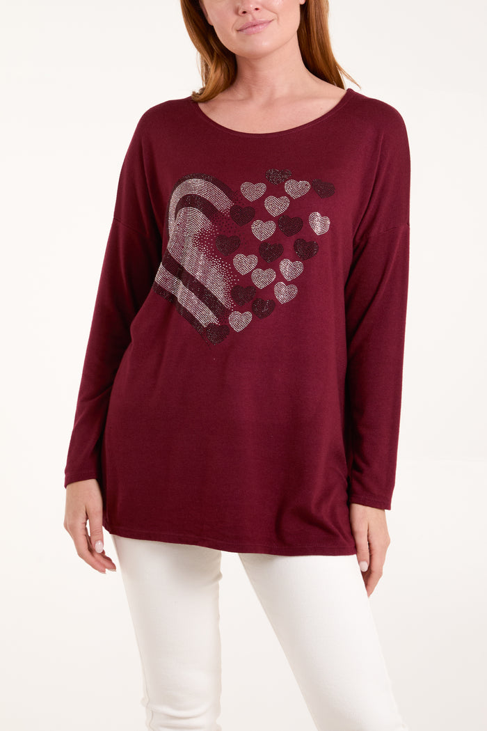 Diamante Hearts Soft Touch Jumper