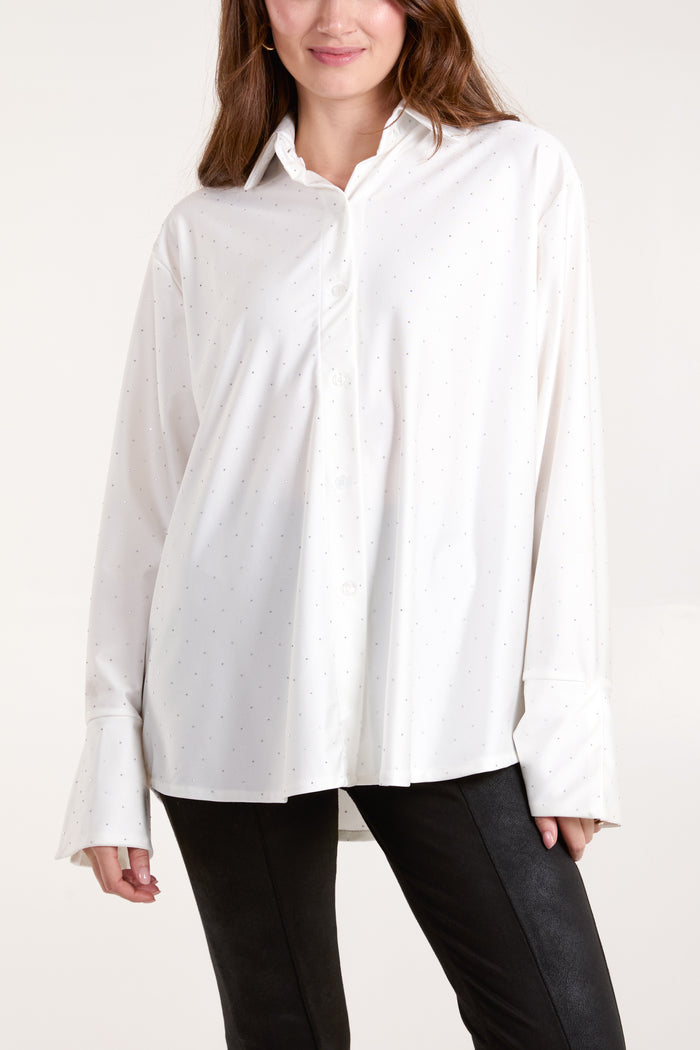 Diamante Stretch Collar Shirt