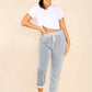 Italian Thin Stripes Print Drawstring Cotton Joggers
