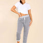 Italian Thin Stripes Print Drawstring Cotton Joggers