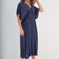 Italian Drawestring Front Flared Linen Dress