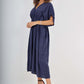 Italian Drawestring Front Flared Linen Dress