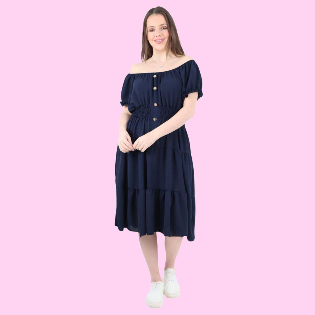 5 Button Magic Offsholder MIDI Dress