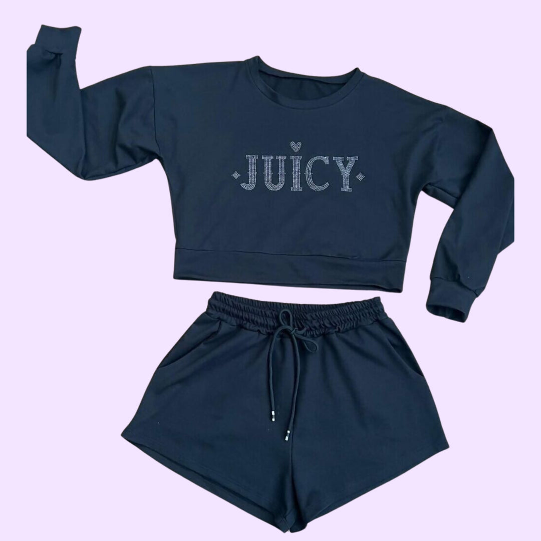 RODEO DIAMANTE CROPPED SWEAT AND SHORTS SET