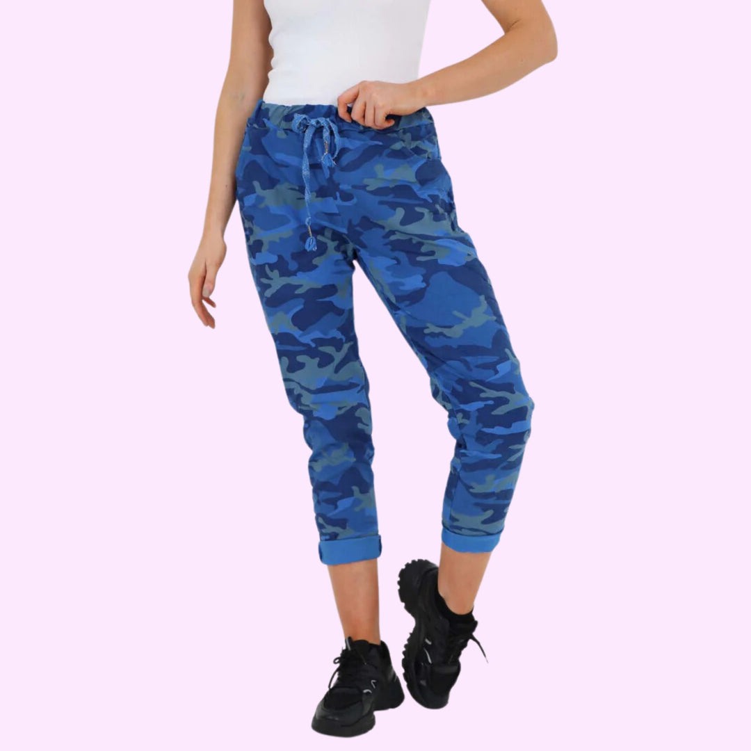 Italian Drawstring Camo Side Pockets Trousers