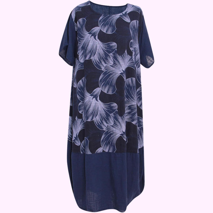 Round Neck Short Sleeves Floral Beach Dress