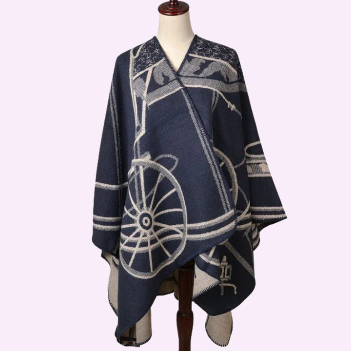 Wheel Print open Poncho Wrap