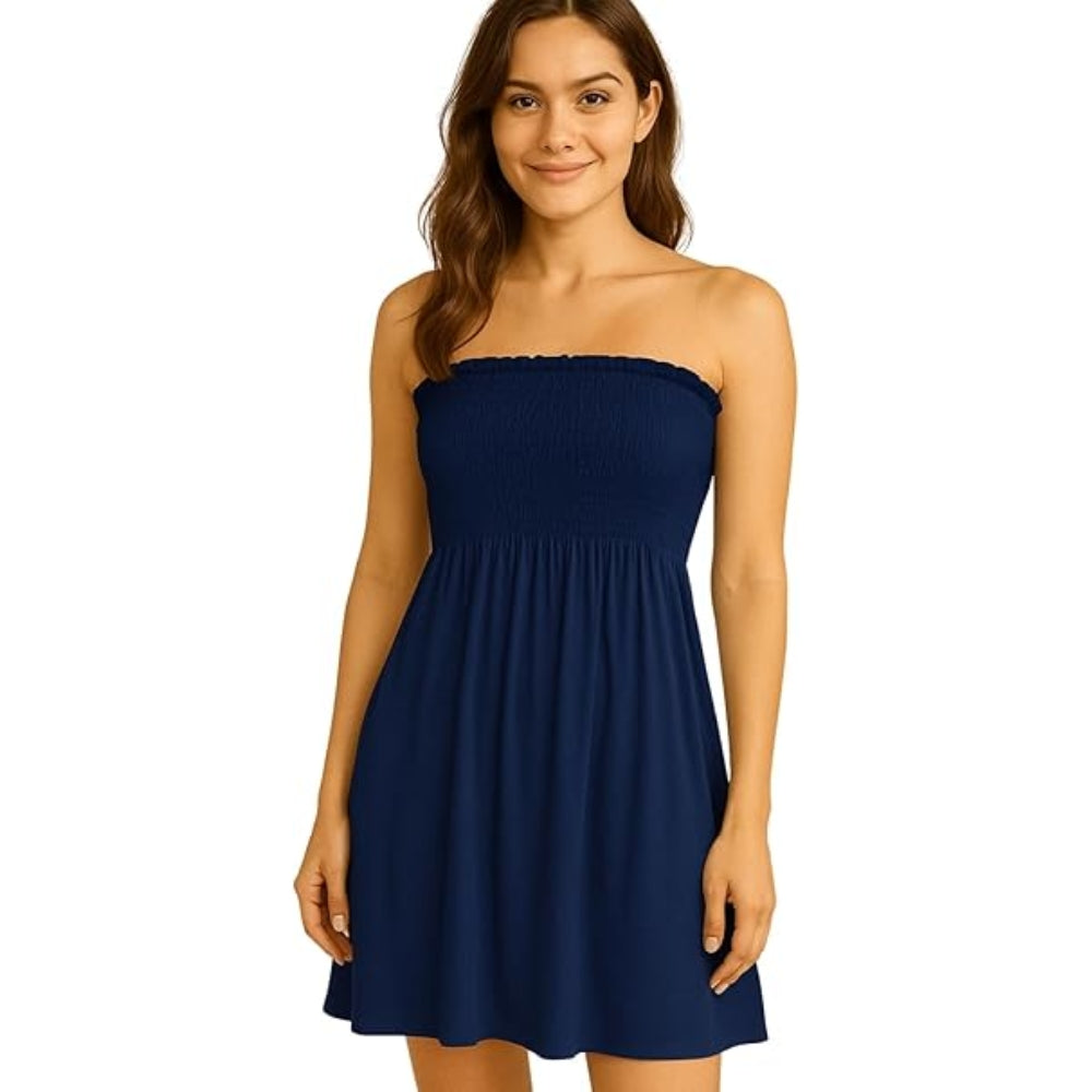 Women’s Plain Strapless Bandeau Midi Dress