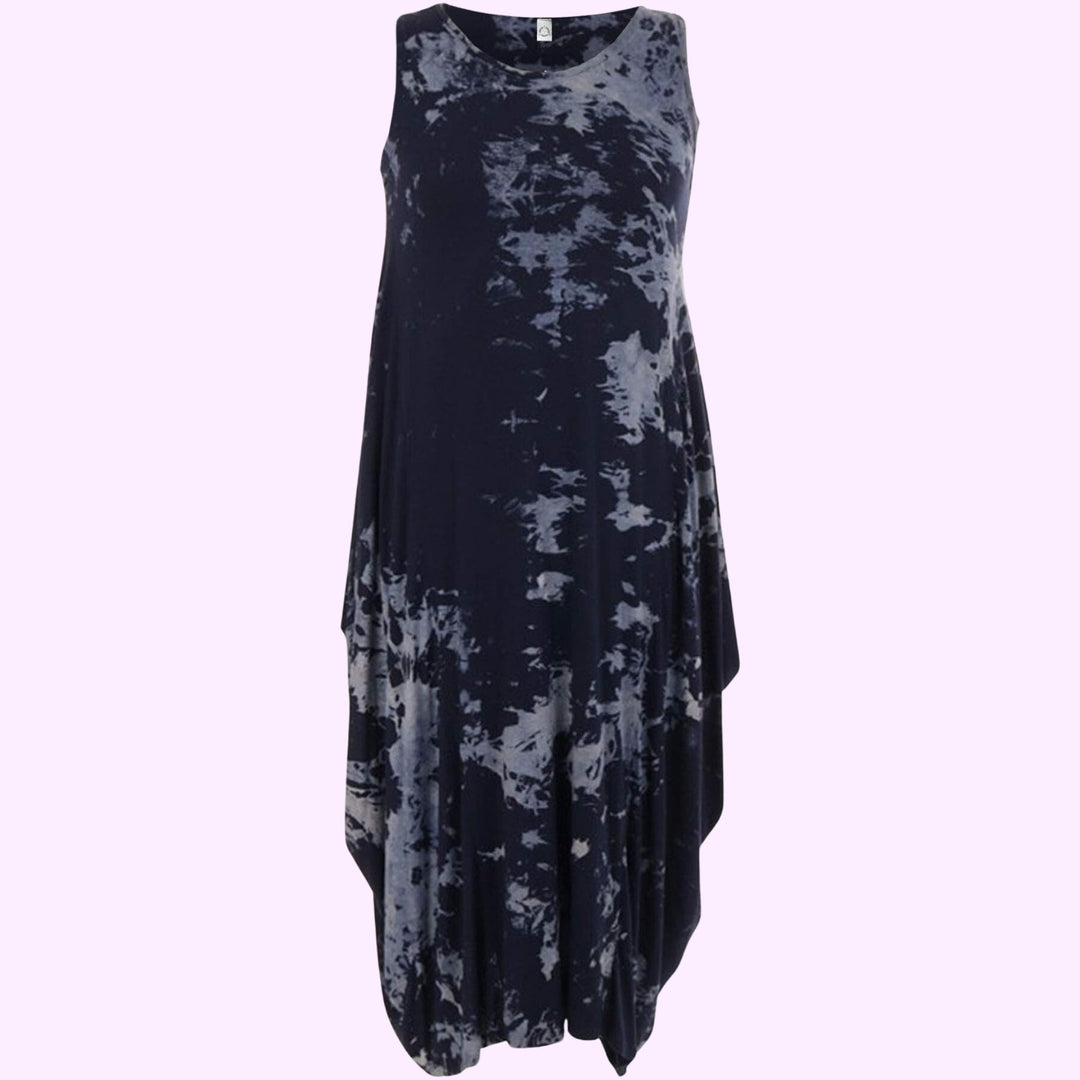 Italian Sleeveless Tie Dye Print Dress