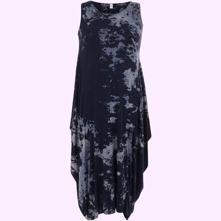 Italian Sleeveless Tie Dye Print Dress