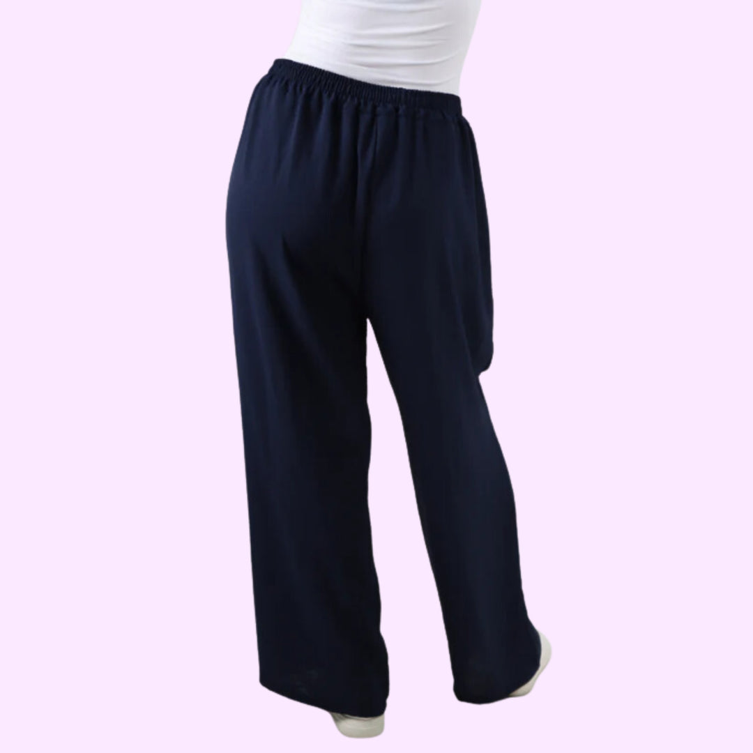 Italian Plain Elasticated Waist Side Pockets Cotton Trousers