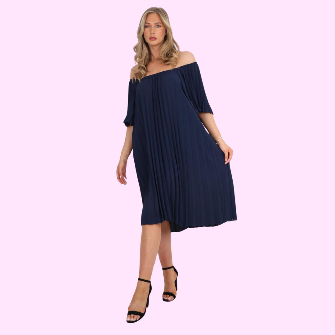 Pleated Off Shoulder dress