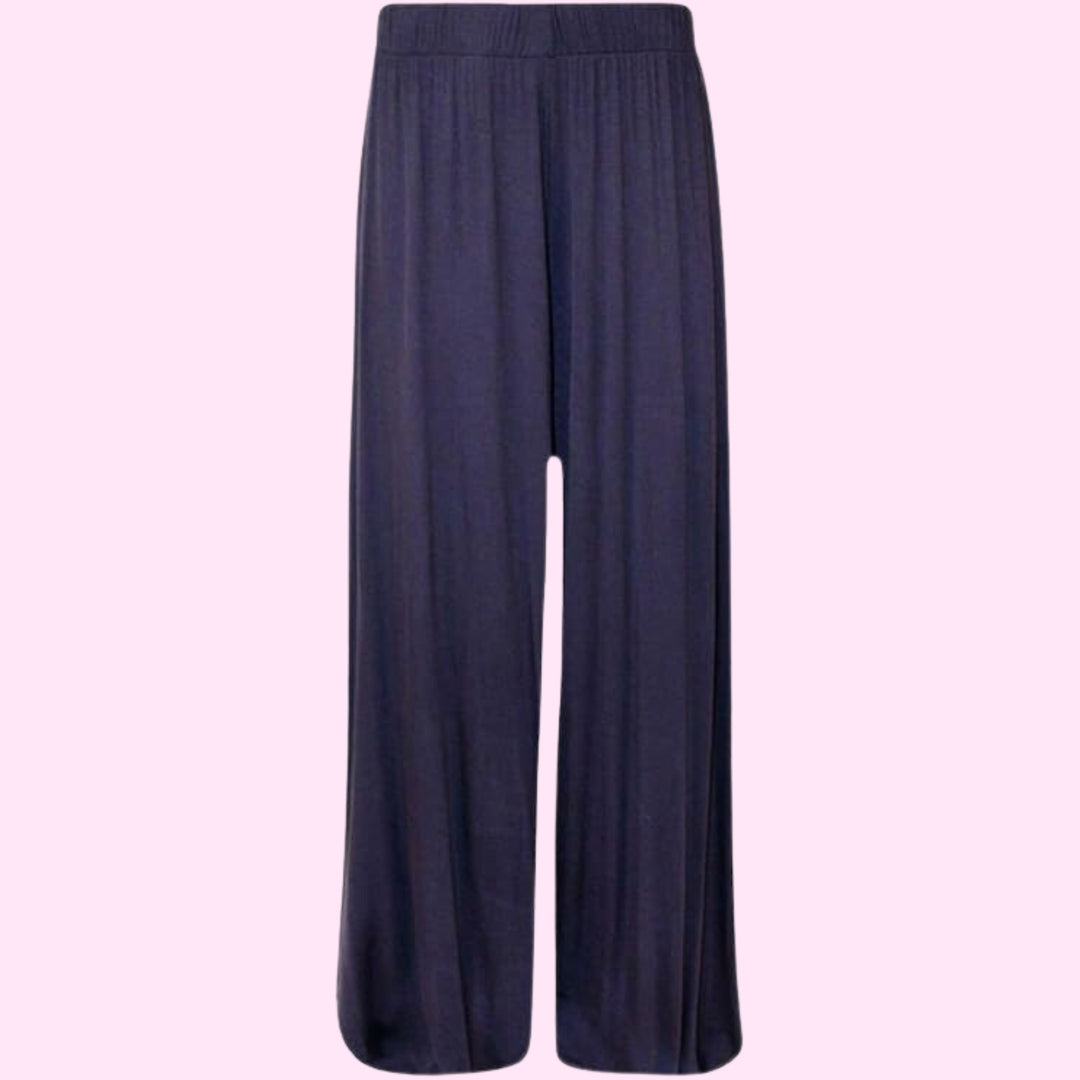 Womens Plain Wide Leg Palazzo Flared Trousers