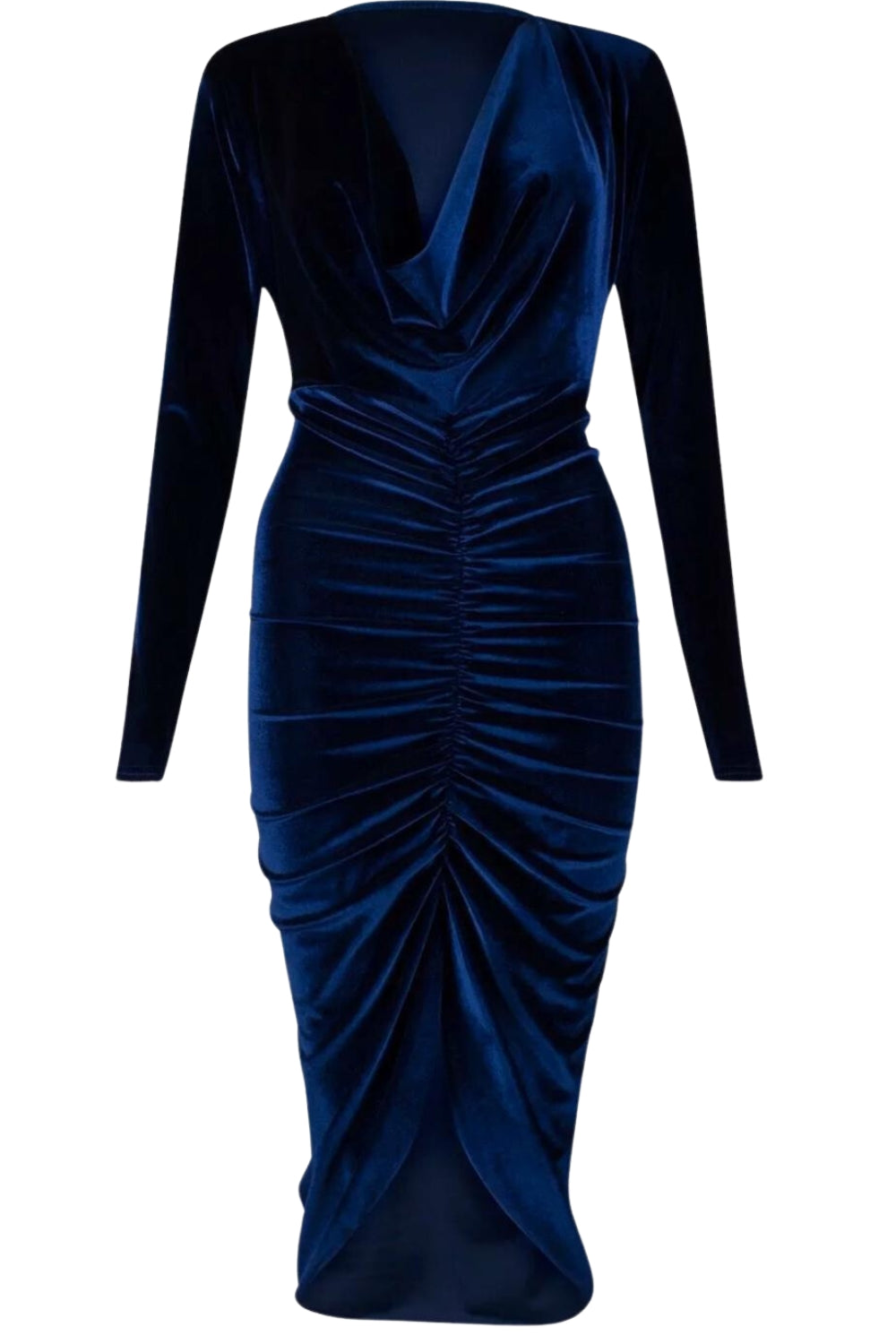 Velvet Ruched Bodycon Midi Dress