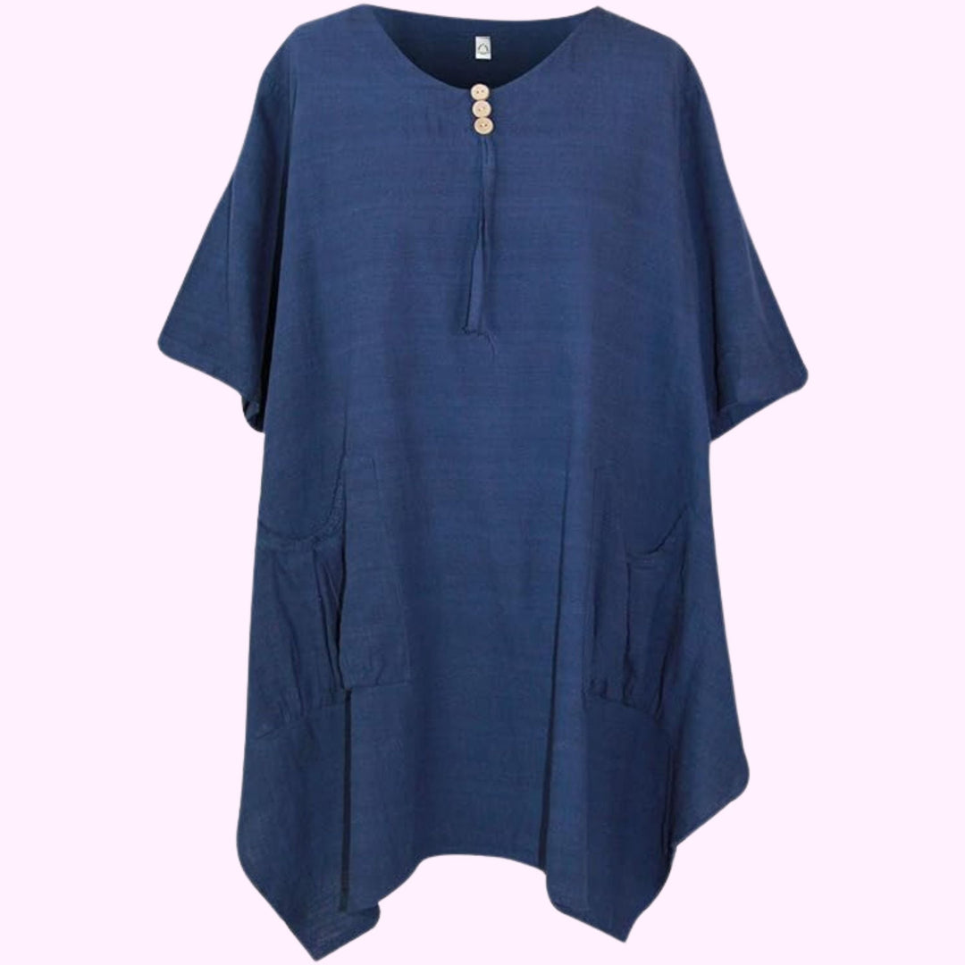 Italian 3 Button Plain Tunic Baggy Top