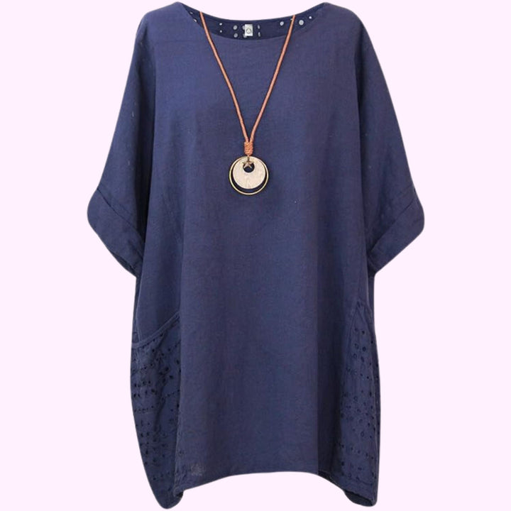 Italian Plain Two Pockets Necklace Top