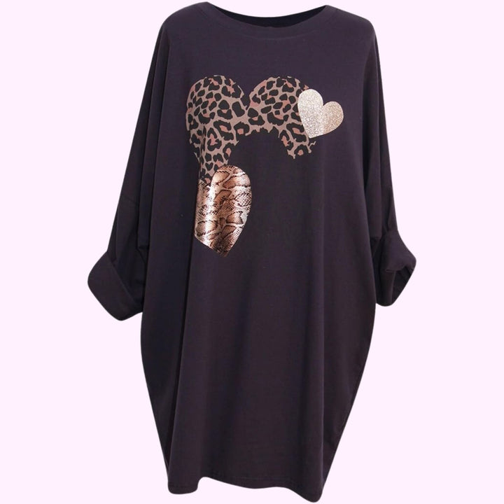 Italian Animal Heart Print Top