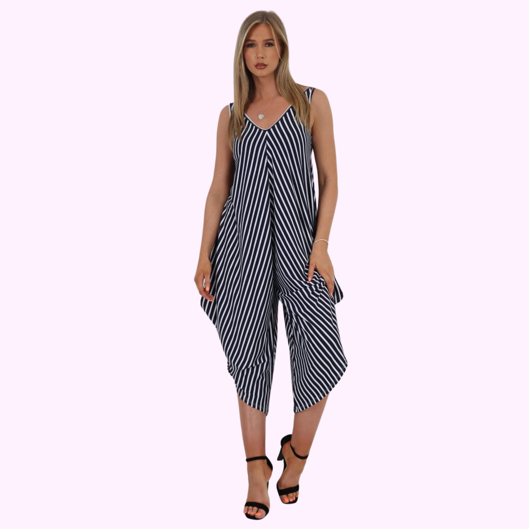 Italian Stripe Pattern Jumpsuit