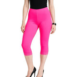 3/4 Neon Cropped Capri Lace Trim Leggings
