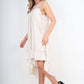 Italian Lace Neckline Dipped Hem Dress