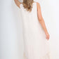 Italian Lace Neckline Dipped Hem Dress
