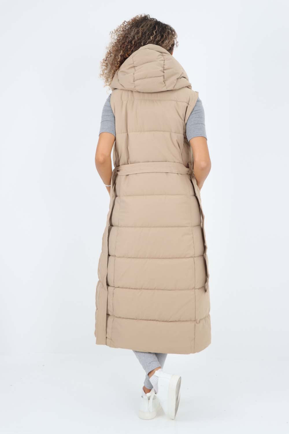 Italian Belted Hooded Long Gilet