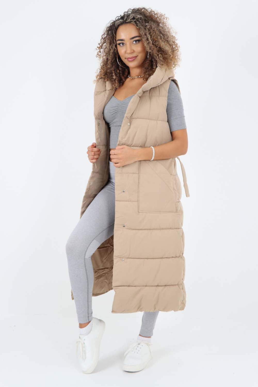 Italian Belted Hooded Long Gilet