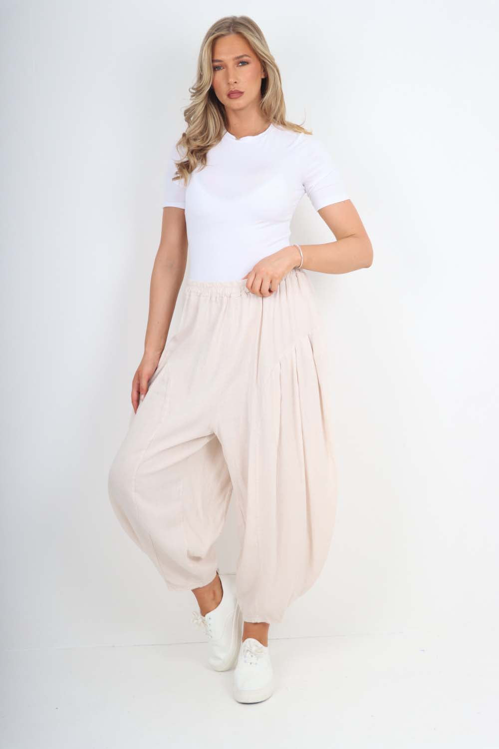 Italian Plain Linen Hareem Pants