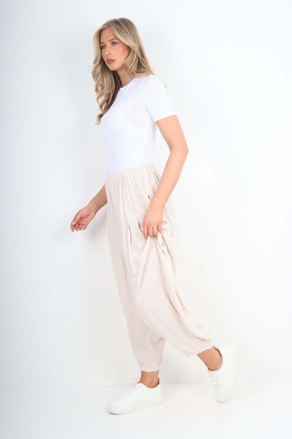 Italian Plain Linen Hareem Pants