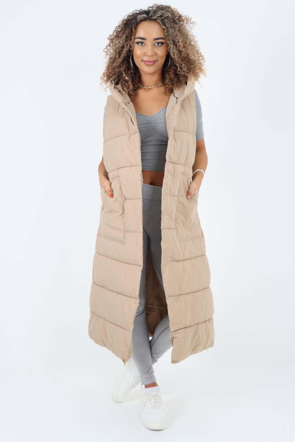 Italian Belted Hooded Long Gilet