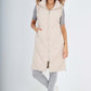 Italian Padded Pockets Hooded Zip up Long Gilet