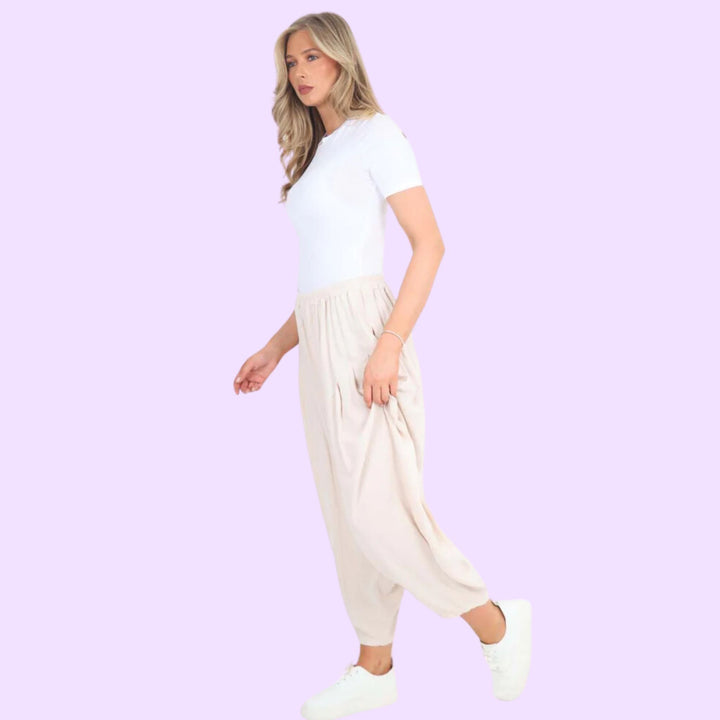 Italian Plain Linen Hareem Pants